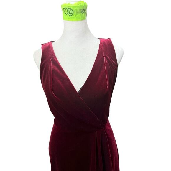 Kobi Halperin Red Wine sleeveless v-neck velvet dress Size 0 - Picture 3 of 13
